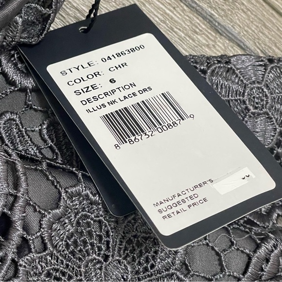 Adrianna Papell Evening Lace Overlay Dress Sleeveless Gray Size 6 NWT - Picture 7 of 9